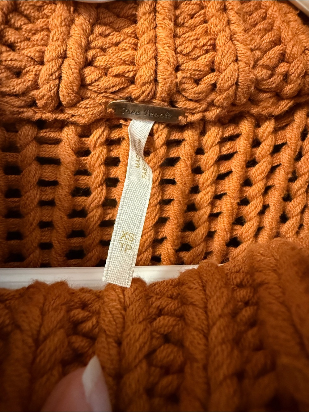 Free People Chunky Knit Mock Neck Sweater XS Rust Orange Oversized - Picture 3 of 4